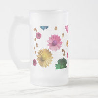 すりガラスのマグカップ – フローラ爆発デザイン(16oz)