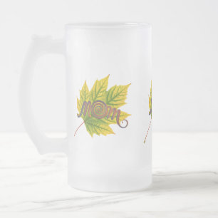 すりガラスのマグカップ – 16 oz "ママ"デザイン フロストグラスビールジョッキ