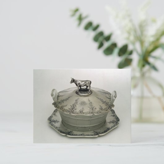 すりガラスをベースにしたバター皿 ポストカード (スタンド正面)