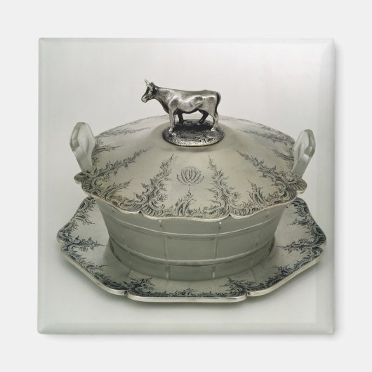 すりガラスをベースにしたバター皿 マグネット (正面)