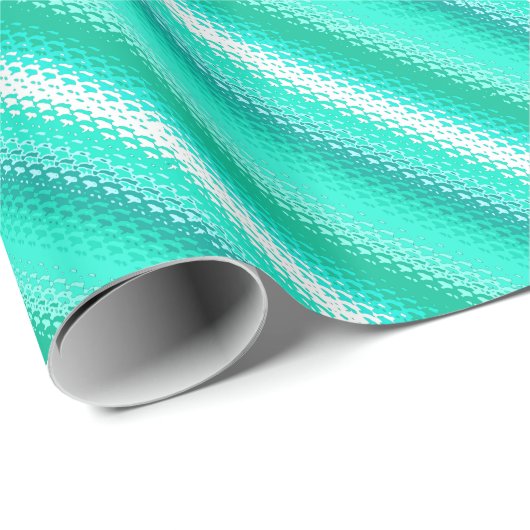 すりガラスストライプターコイズ – 白 ラッピングペーパー (ロールコーナー)