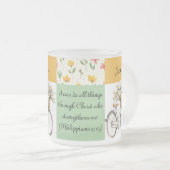 すりガラスパーソナライズされた製マグカップ – フローラ自転車 フロストグラスマグカップ (正面右)