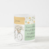 すりガラスパーソナライズされた製マグカップ – フローラ自転車 フロストグラスマグカップ (中央)