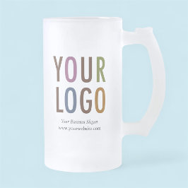 すりガラス製ビールマグ(ロゴ付き) 16 oz No Minimum フロストグラスビールジョッキ