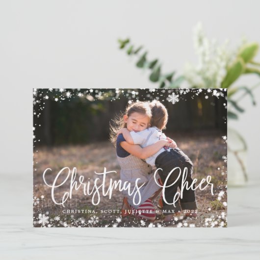 すり付きフレーム |クリスマス応援の横向き写真 シーズンカード (スタンド正面)