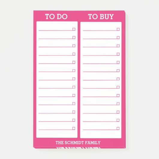 するべきパーソナライズなリスト-ショッキングピンクを買うため ポストイット (正面)