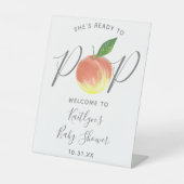 ～する準備ができていポップ・アートのる |ピーチ赤ちゃんシャワー歓迎サイン 台座サイン (正面)