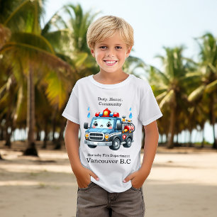 ~する準備ができて幸せな漫画の火転が車 Tシャツ