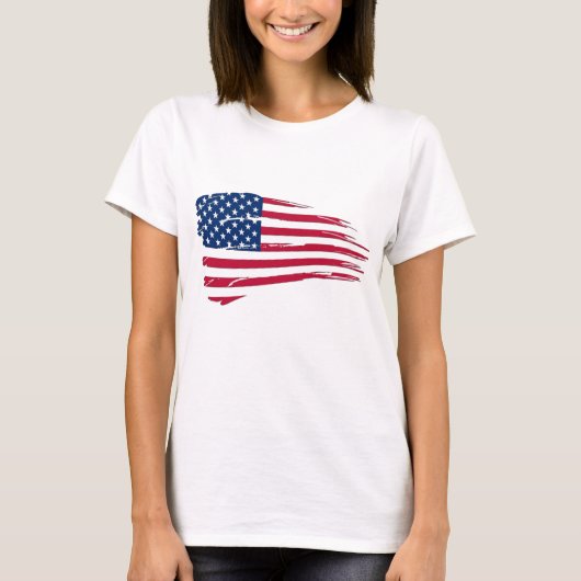 ずたずたに裂かれた米国旗 Tシャツ (正面)