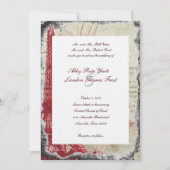 ずたずたに裂かれた赤いパリエッフェル塔の結婚式招待状 招待状 (正面)