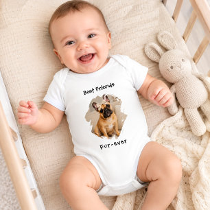 ずっと一緒の犬のフォトTシャツ ベビーボディスーツ