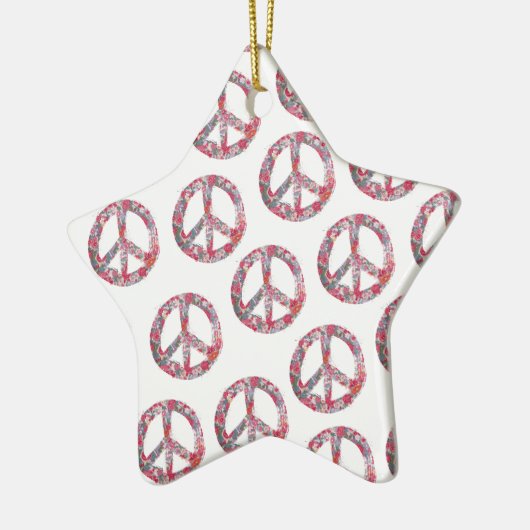 ずっと余りにかわいらしい花のピースマーク セラミックオーナメント (左)