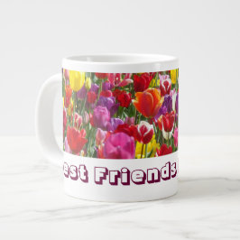 ずっと友達!マグ 春のチューリップ 花 ベストフレンド ジャンボコーヒーマグカップ