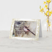ずっと後につかれたシジュウカラのヴィンテージのバースデー・カード カード (黄色い花)