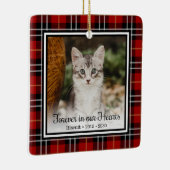 ずっと心の中に 赤い格子模様の猫の追悼品 セラミックオーナメント (右)