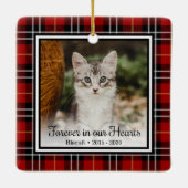 ずっと心の中に 赤い格子模様の猫の追悼品 セラミックオーナメント (裏面)