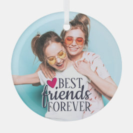 ずっと最高の友達 現代のBFF フォト トレンディ ガラスオーナメント