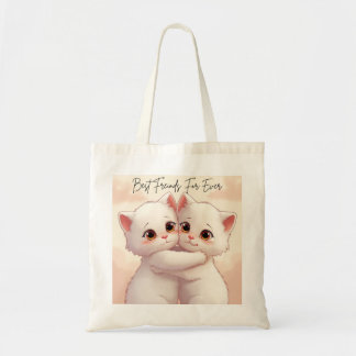 ずっと+ベストフレンド トートバッグ - 二匹の可愛い猫のハグ