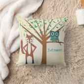 ずるいキツネとワイズフクロウアドベンチャー新生児ボーイズルーム クッション (ブランケット)