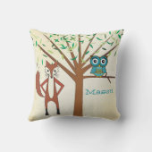 ずるいキツネとワイズフクロウアドベンチャー新生児ボーイズルーム クッション (裏面)