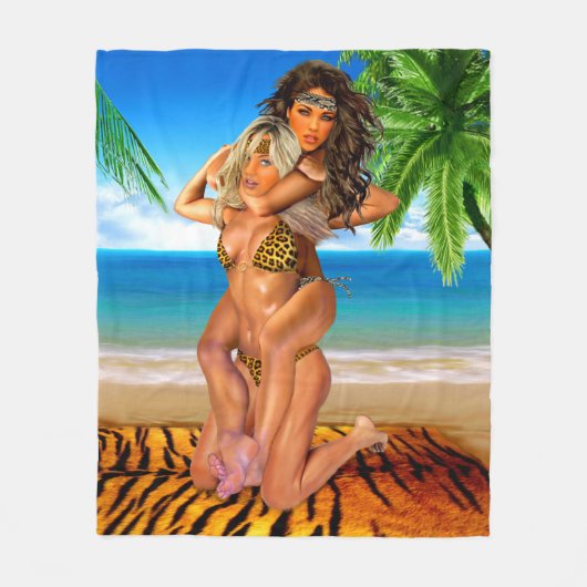 ずるいジャングルのレスリング選手 フリースブランケット (正面)