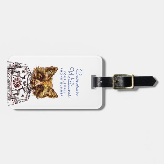 ずるい服を着せられたキツネは|あなたの名前を加えます ラゲッジタグ (正面横)