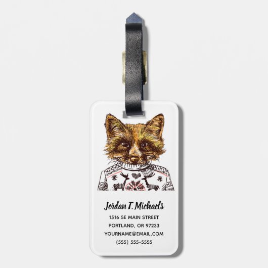 ずるい服を着せられたキツネは|あなたの名前を加えます ラゲッジタグ (裏面縦)