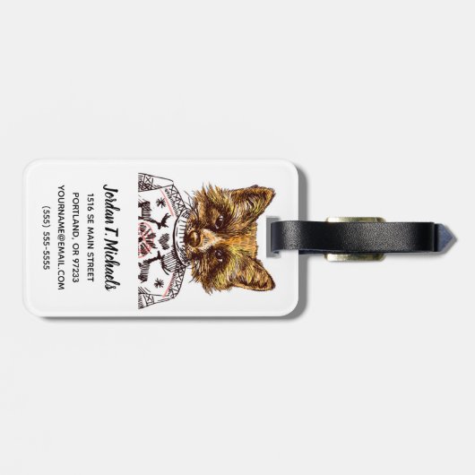 ずるい服を着せられたキツネは|あなたの名前を加えます ラゲッジタグ (裏面横)