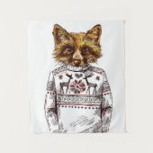 ずるい服を着せられたキツネ タペストリー (正面)