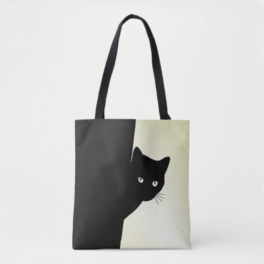 ずるそうな黒猫イエロー トートバッグ (正面)