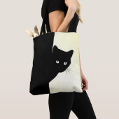 ずるそうな黒猫イエロー トートバッグ (クローズアップ)