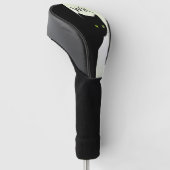 ずるそうな黒猫グリーンイニシャル ゴルフヘッドカバー (アングル)