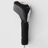 ずるそうな黒猫ピンクのイニシャル ゴルフヘッドカバー (アングル)