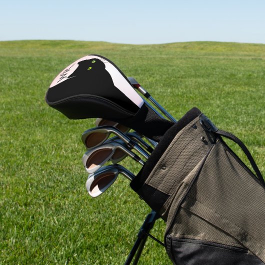 ずるそうな黒猫ピンクのイニシャル ゴルフヘッドカバー (インサイチュ)