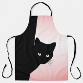 ずるそうな黒猫ピンク エプロン (正面)
