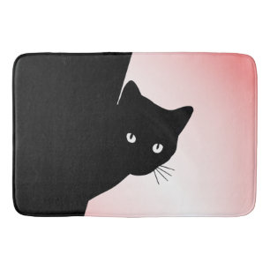 ずるそうな黒猫ピンク バスマット