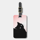 ずるそうな黒猫ピンク ラゲッジタグ (正面縦)