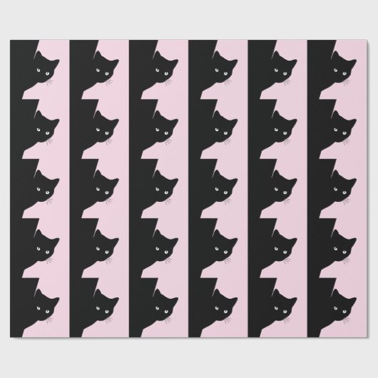 ずるそうな黒猫ピンク ラッピングペーパー (フラット)