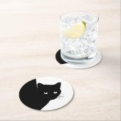 ずるそうな黒猫 ラウンドペーパーコースター (インサイチュ)