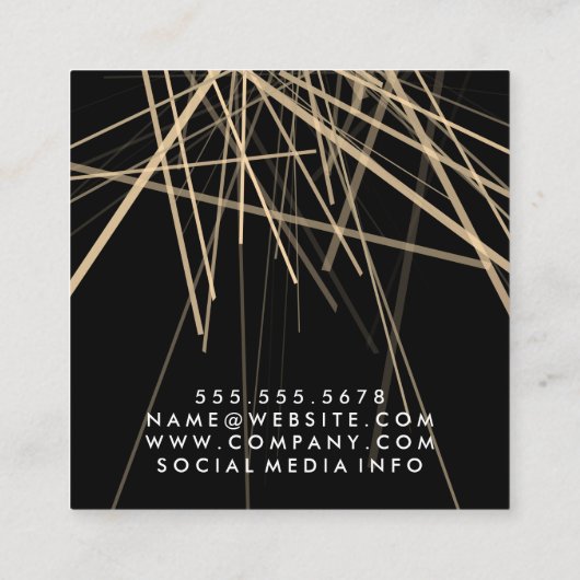 せん断およびコームエレガントグリッター抽象芸術線 スクエア名刺 (裏面)