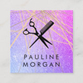 せん断およびコームエレガントグリッター抽象芸術線 スクエア名刺 (正面)