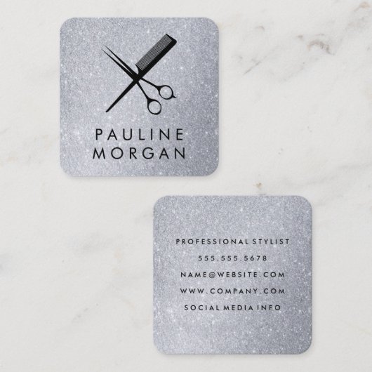 せん断とくしエレガントグリッター スクエア名刺 (正面/裏面)