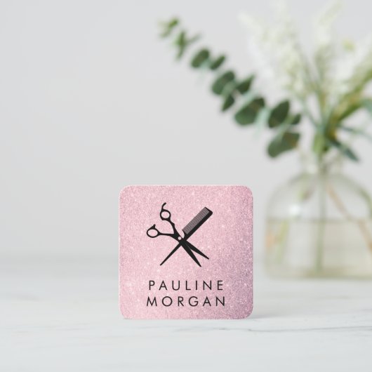 せん断とコームラックスエレガントグリッター スクエア名刺 (スタンド正面)