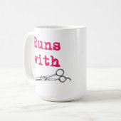 せん断の美容師のマグとの操業 コーヒーマグカップ (正面左)