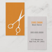 せん断理容師か美容師の名刺(オレンジ) 名刺 (正面/裏面)