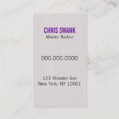 せん断理容師か美容師の名刺(紫色) 名刺 (裏面)