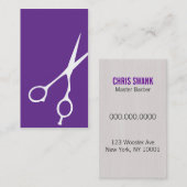 せん断理容師か美容師の名刺(紫色) 名刺 (正面/裏面)