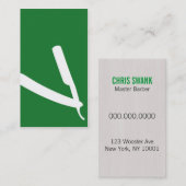 せん断理容師か美容師の名刺(緑) 名刺 (正面/裏面)