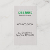 せん断理容師か美容師の名刺(緑) 名刺 (裏面)