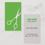 せん断理容師か美容師の名刺(緑) 名刺 (正面/裏面)